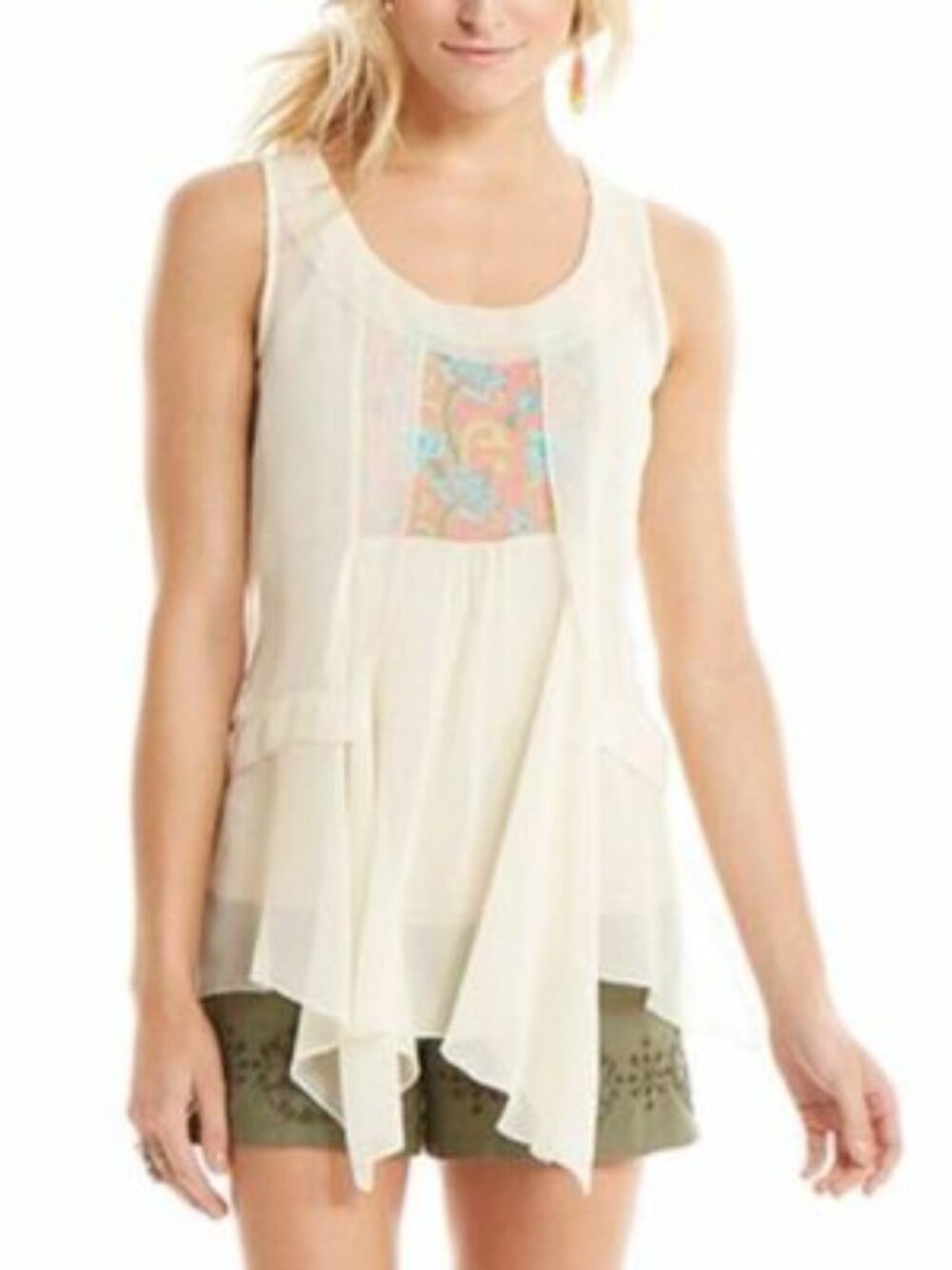 Matilda Jane Palisades Sleeveless Blouse Tank Top Cream White Boho Flowy